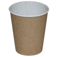 Одноразовый стакан для холодного и горячего, 0.25л, верхний d 80мм нижний d 56мм, h 92мм, 220+20г/м2, коричневый, однослойный, картон
