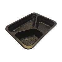 Контейнер прямоугольный, 227х177х36мм, 3-х секционный, чёрный, ПП