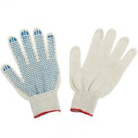 Перчатки нитяные, диз. "Точка", 4 нит., 10 кл., бел., Х/Б+ПВХ, 1 пар/упак 500 пар/кор РОССИЯ