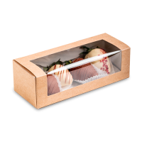 Коробка для кондит. изделий 200х80х60 мм, с окном, неразъем.крышка, крафт-бел., карт., 25 шт/упак "OSQ" Sweet Show Box 175 шт/кор РОССИЯ OSQ SWEET SHOW BOX (175)