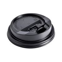 Крышка для стаканов, для холодного и горячего, d 90 мм, чёрная, с клапаном, полистирол