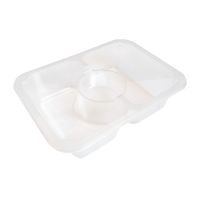 Контейнер под запайку 650[60+2х295] мл, 3-секц. 187х137х45 мм, прозр., ПП, 50 шт/упак "ПолиЭр" 400 шт/кор РОССИЯ К-187*137*45-2/50С проз.(соус. в центре)