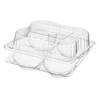 Упаковка квадрат внеш. 167x166x55мм, внутр. 4 секции d-44 h-44мм, на 4 корзинки 0.4кг, прозрачная, ОПС