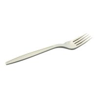 Вилка одноразовая GREEN MYSTERY 180 мм, белая, кукурузный крахмал, 50 штук в упаковке, 1000 штук в коробке