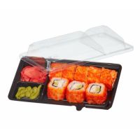 Контейнер для суши 3-секц. 195х107х41 мм, без крышки, черн., ПС, 840 шт/кор "Комус" 840 шт/упак РОССИЯ С-9С3 Д