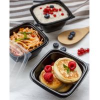 Контейнер 375 мл 1-секц. 126х126х51,5 мм, без крышки, черн., ПП, 50 шт/упак "ПолиЭр" 500 шт/кор РОССИЯ К-1212-375 черн ПП