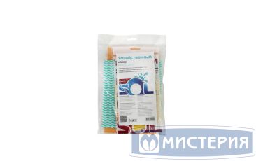 Набор для уборки Хозяйственный [салф. из виск. 500х600 мм-1шт, салф. из виск. 300х340 мм-2шт, перч. латекс -1шт] "Sol" 1 шт/упак 20 упак/кор РОССИЯ