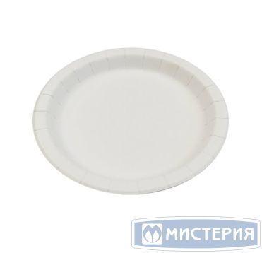 Одноразовая тарелка d 230 мм, ламинированная, белая, с бортом, картон