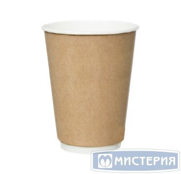 Стакан бумажный 350 мл 2 сл., d90 мм, крафт-бел., карт., 20 шт/упак 400 шт/кор РОССИЯ