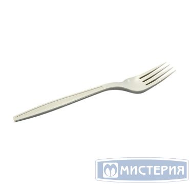 Вилка одноразовая GREEN MYSTERY 180 мм, белая, кукурузный крахмал, 50 штук в упаковке, 1000 штук в коробке