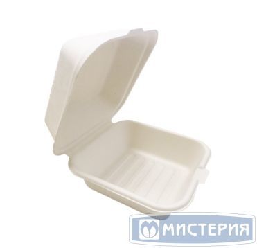 Коробка для бургера [бургербокс] 155х153х85 мм, бел., сах.тростник, 50 шт/упак 500 шт/кор КИТАЙ TM-B101В