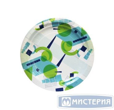Тарелка одноразовая мелкая d180 мм, диз. "Мохито", карт. лам., 6 шт/упак "МИСТЕРИЯ" 432 шт/кор РОССИЯ
