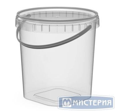 Ведро пищевое 1000 мл, d122хh127 мм, с ручкой, без крышки, прозр., ПП, 180 шт/кор "Перинт" 180 шт/упак РОССИЯ 1,0/122/К