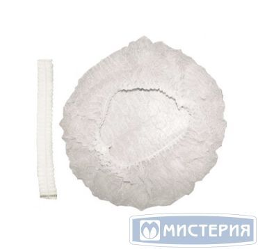 Шапочка "Шарлотта" с двойной резинкой, бел., неткан. мат-л, 100 шт/упак 10 упак/кор РОССИЯ 007-0899