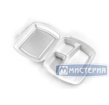 Ланч-бокс 3-секц. 247х206х70 мм, бел., ВПС, 100 шт/кор 100 шт/упак РОССИЯ