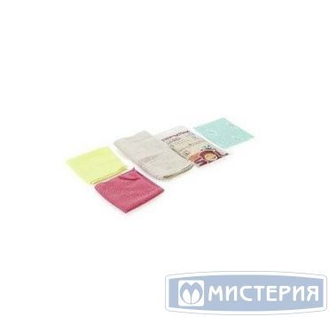 Набор для уборки Универсальный[салф. из х/б 500х700 мм-1 шт, салф. из м/ф 300х300 мм-2 шт, салф. из бамб.вол. 300х340 мм-1шт, перч. латекс-1 шт] "Sol" 1 шт/упак 20 упак/кор РОССИЯ