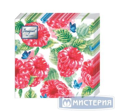 Салфетки 240х240 мм 3-сл., диз. "Малинка", разноцв., бум., 25 шт/упак "Bouquet" 15 упак/кор РОССИЯ 37092