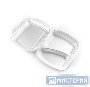 Ланч-бокс 2-секц. 247х206х70 мм, бел., ВПС, 100 шт/кор 100 шт/упак РОССИЯ