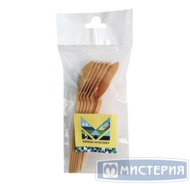 Ложка одноразовая 168 мм, биокомпозит, 6 шт/упак "GREEN MYSTERY" 480 шт/кор РОССИЯ