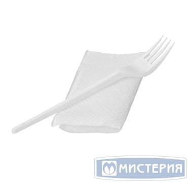 Комплект столовых приборов №2 [вил. 165 мм, бел., ПС+ салф.], 400 шт/кор 400 шт/упак РОССИЯ 501214