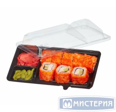 Контейнер для суши 3-секц. 195х107х41 мм, без крышки, черн., ПС, 840 шт/кор "Комус" 840 шт/упак РОССИЯ С-9С3 Д