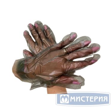 Перчатки одноразовые, размер М, 12 мкм, черн., ПЭ, 50 пар/упак 100 упак/кор РОССИЯ КС10085
