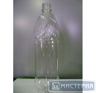 Бутылка ПЭТ 1000 мл, прозр., горло d28 мм, крышка в компл., 70 шт/кор 70 шт/упак РОССИЯ №1.1,00. BPF прозр.зол. крышка