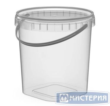 Ведро пищевое 1000 мл, d122хh127 мм, с ручкой, без крышки, прозр., ПП, 180 шт/кор "Перинт" 180 шт/упак РОССИЯ 1,0/122/К