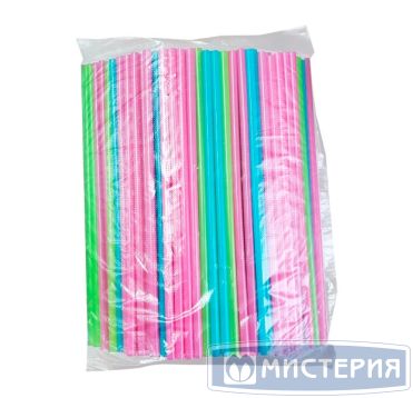 Трубочки для коктейлей 210 мм, d7 мм, цвет в ассорт., пласт. прямые, 250 шт/упак 28 упак/кор БЕЛАРУСЬ