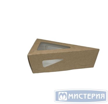 Коробка для кондит. изделий 160х80х60 мм треуг., с окном, неразъем.крышка, крафт., карт., 50 шт/упак "Forgenika" Pie III Window Kraft 450 шт/кор РОССИЯ PIE III W K 160*160*80*60