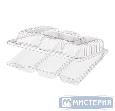 Упаковка прям. внеш. 173x158x45мм, внутр. 3 секции 125х45х42мм, на 3 эклера 0,3кг, прозрачная, ОПС