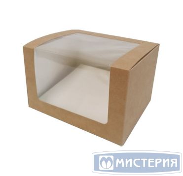 Коробка для кондит. изделий 130х110х80 мм, с окном, неразъем.крышка, крафт-бел., карт., 25 шт/упак "OSQ" Solo Show Box 250 шт/кор РОССИЯ Solo show box