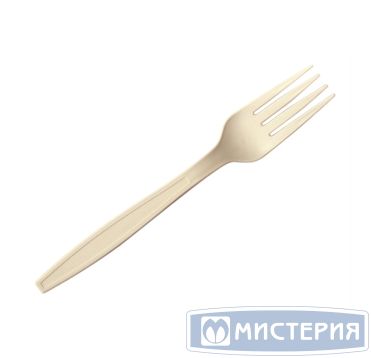 Вилка одноразовая GREEN MYSTERY 180 мм, белая, кукурузный крахмал, 50 штук в упаковке, 1000 штук в коробке