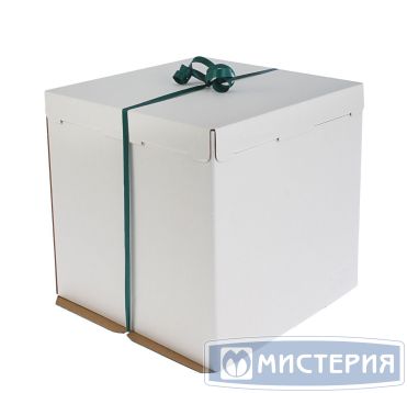 Коробка для торта 360х360х260 мм Эконом, без окна, крышка в компл., без руч., бел., карт., 10 шт/кор "Forgenika" EB-260 10 шт/упак РОССИЯ EB 260(360х360)